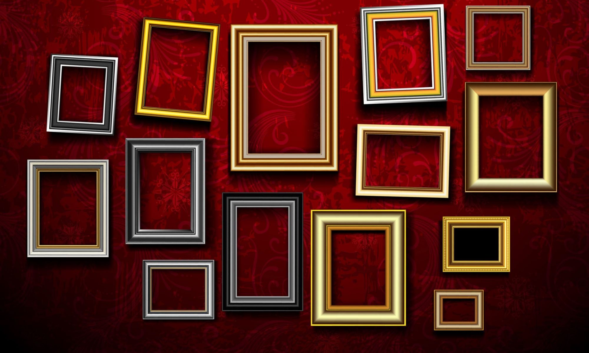 Frame on red wall - Paris Museum night