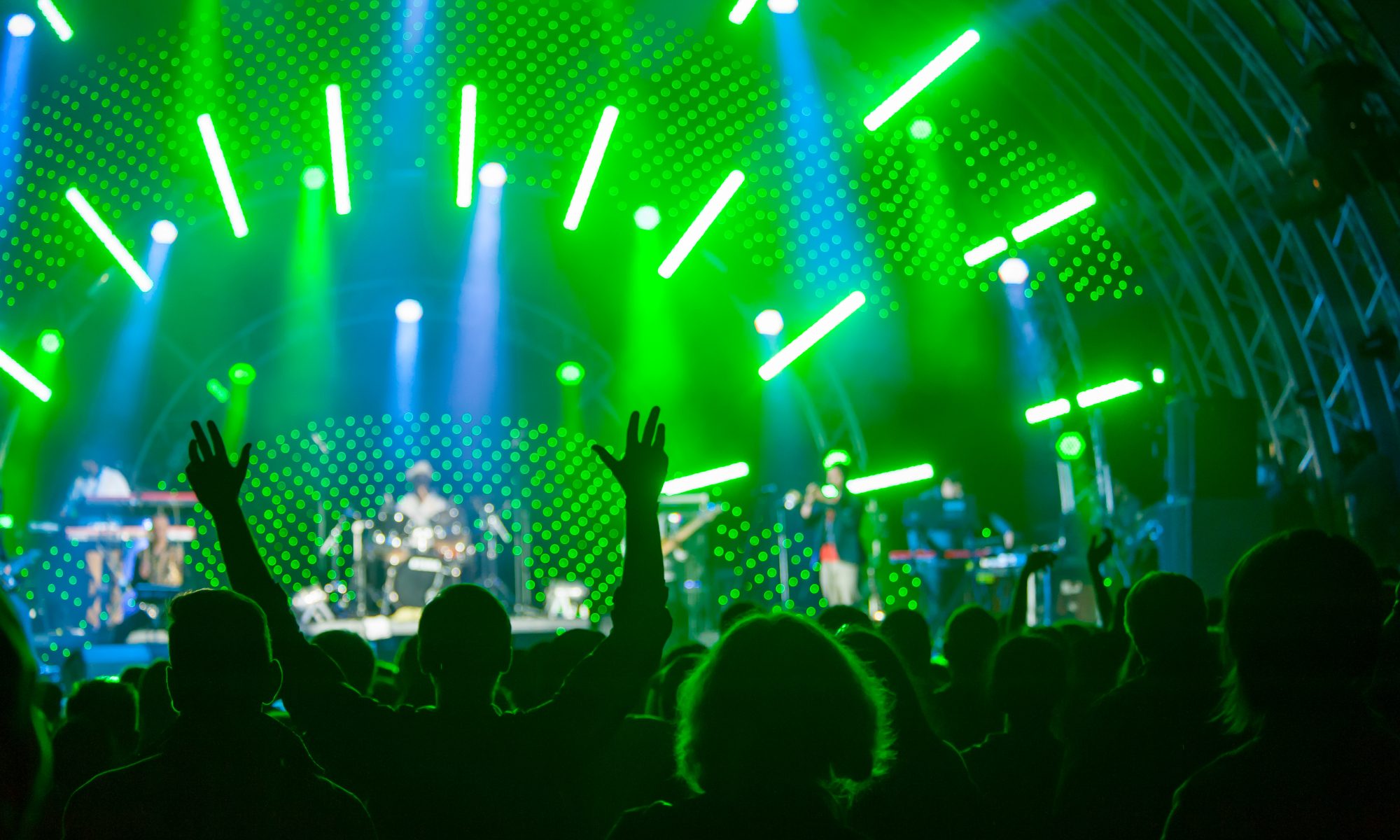 Concert Stage Green lights Tomorrowland Festival Belgium